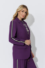 Purple Euro Stripe Boyfriend Blazer