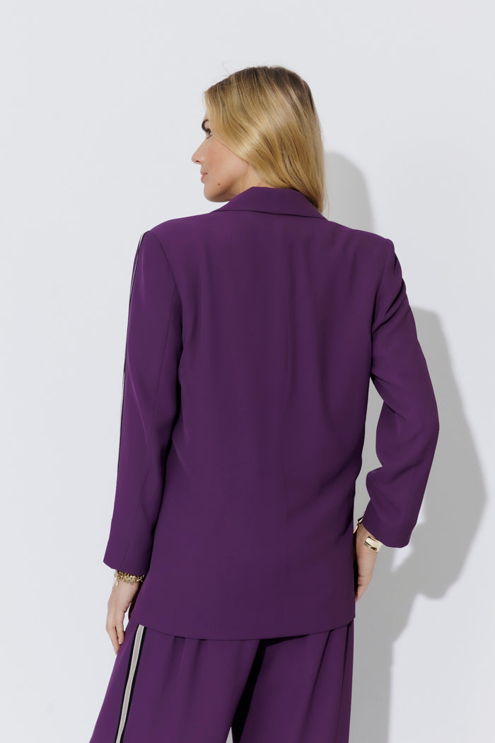 Purple Euro Stripe Boyfriend Blazer