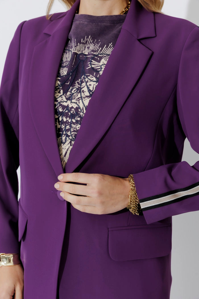 Purple Euro Stripe Boyfriend Blazer