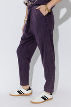 Purple Washed Cotton Wrap Pant