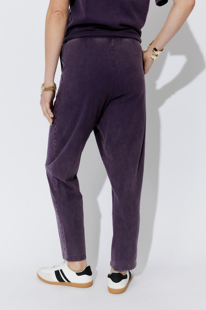 Purple Washed Cotton Wrap Pant
