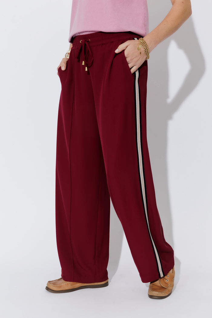 Burgundy Euro Pintuck Sport Pant