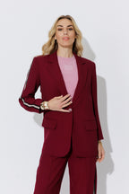 Burgundy Euro Stripe Boyfriend Blazer