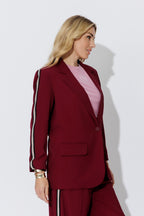Burgundy Euro Stripe Boyfriend Blazer