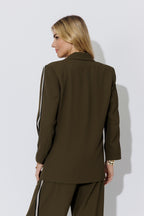 Khaki Euro Stripe Boyfriend Blazer