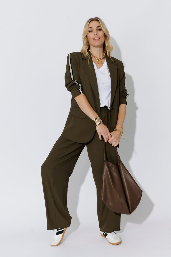 Khaki Euro Pintuck Sport Pant