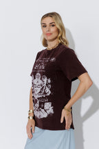 Burgundy Washed Cotton Band T-Shirt