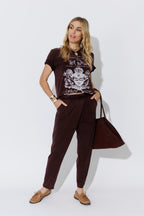 Burgundy Washed Cotton Wrap Pant