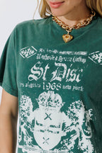 Green Washed Cotton Band T-Shirt