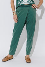 Green Washed Cotton Wrap Pant