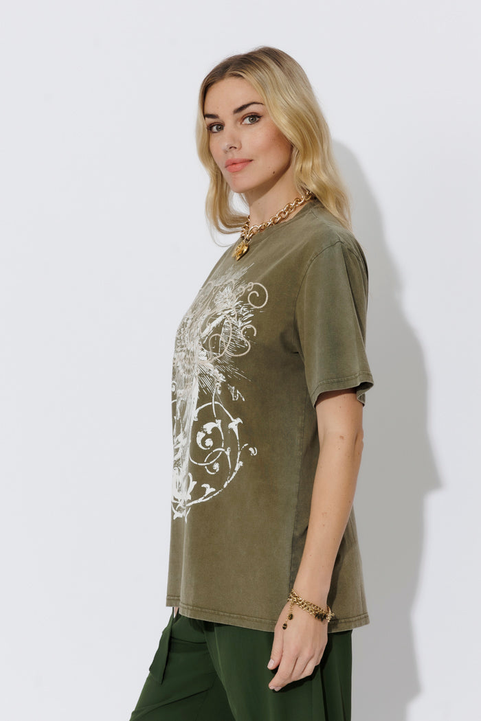 Khaki Washed Cotton Angel T-shirt