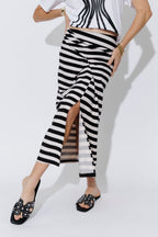 Stripe Drape Front Skirt