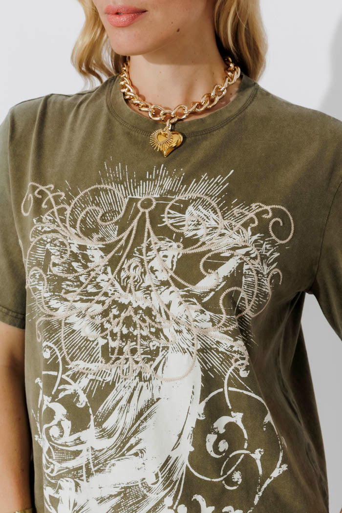 Khaki Washed Cotton Angel T-shirt