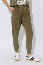 Khaki Washed Cotton Slouch Pant