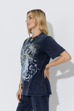 Navy Washed Cotton Angel T-Shirt