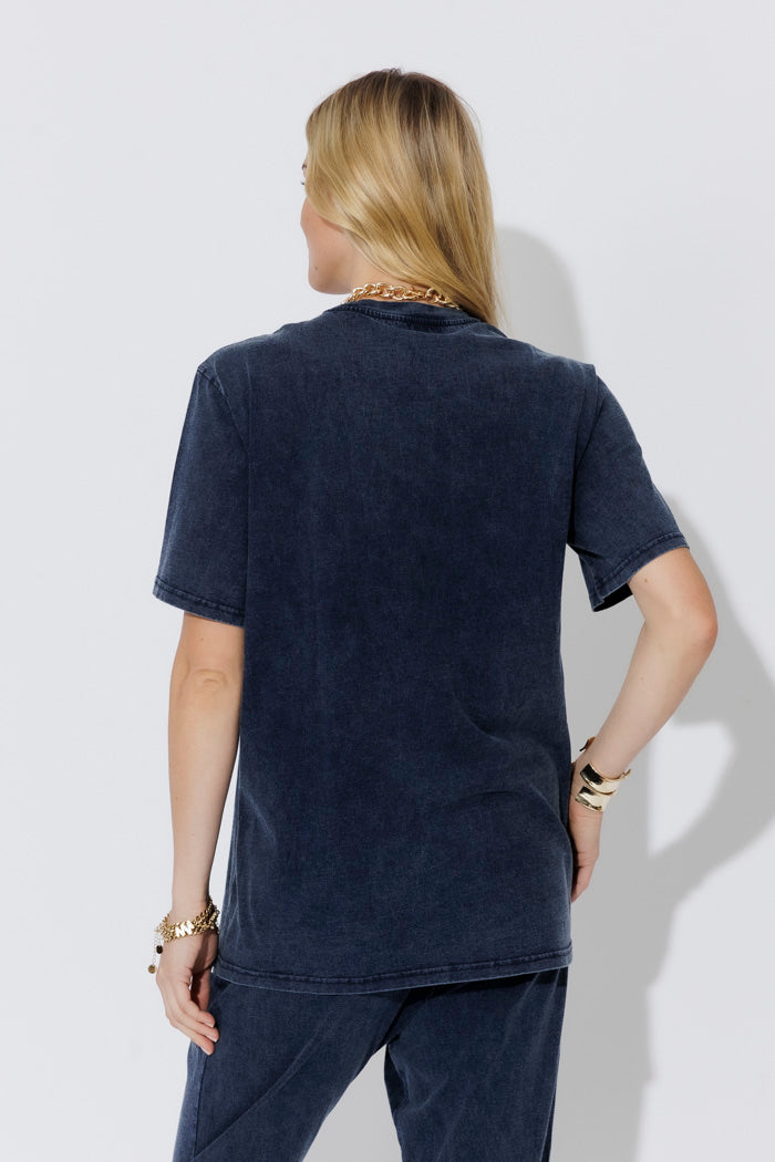 Navy Washed Cotton Angel T-Shirt