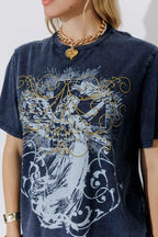 Navy Washed Cotton Angel T-Shirt