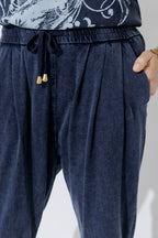 Navy Washed Cotton Slouch Pant