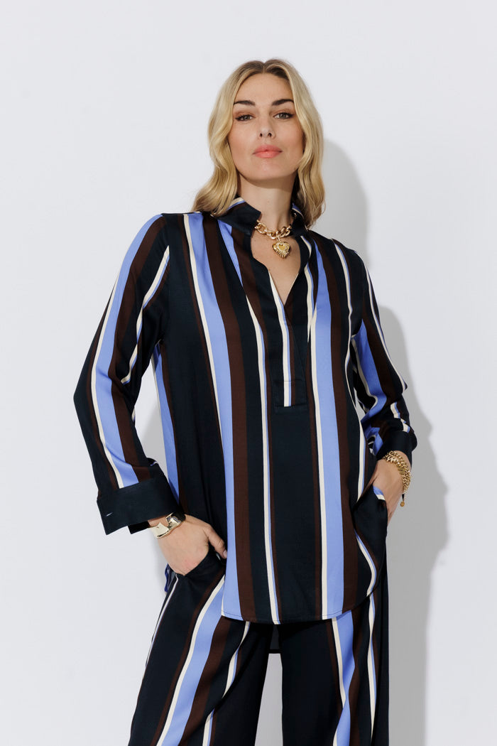 Stripe Longline Blogger Shirt