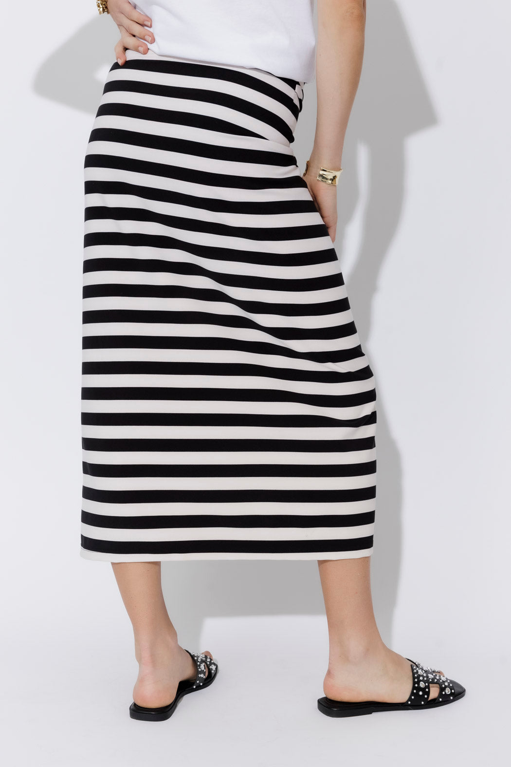 Stripe Drape Front Skirt
