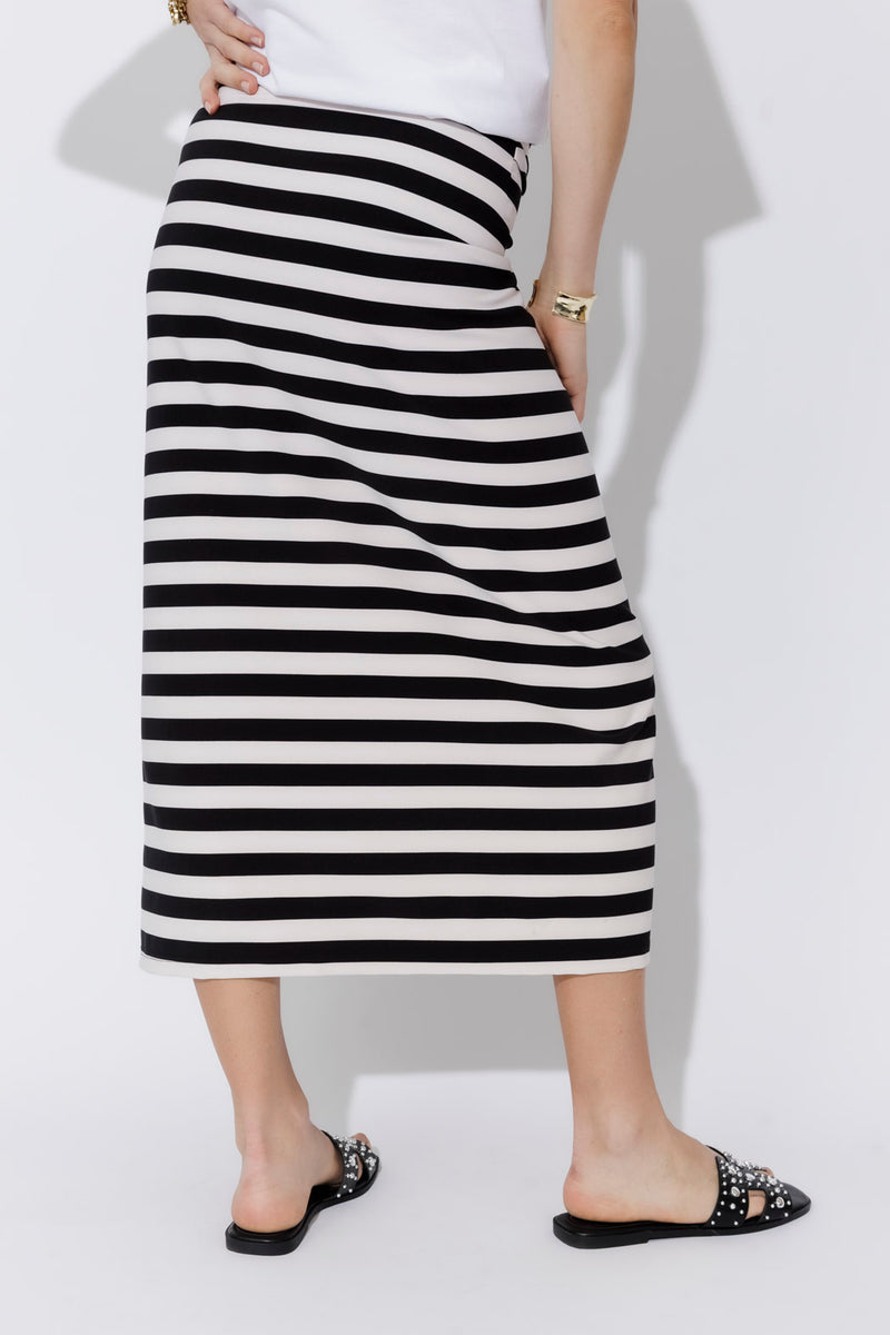 Stripe Drape Front Skirt