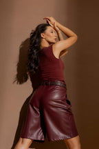 Burgundy Pu Cleo Short
