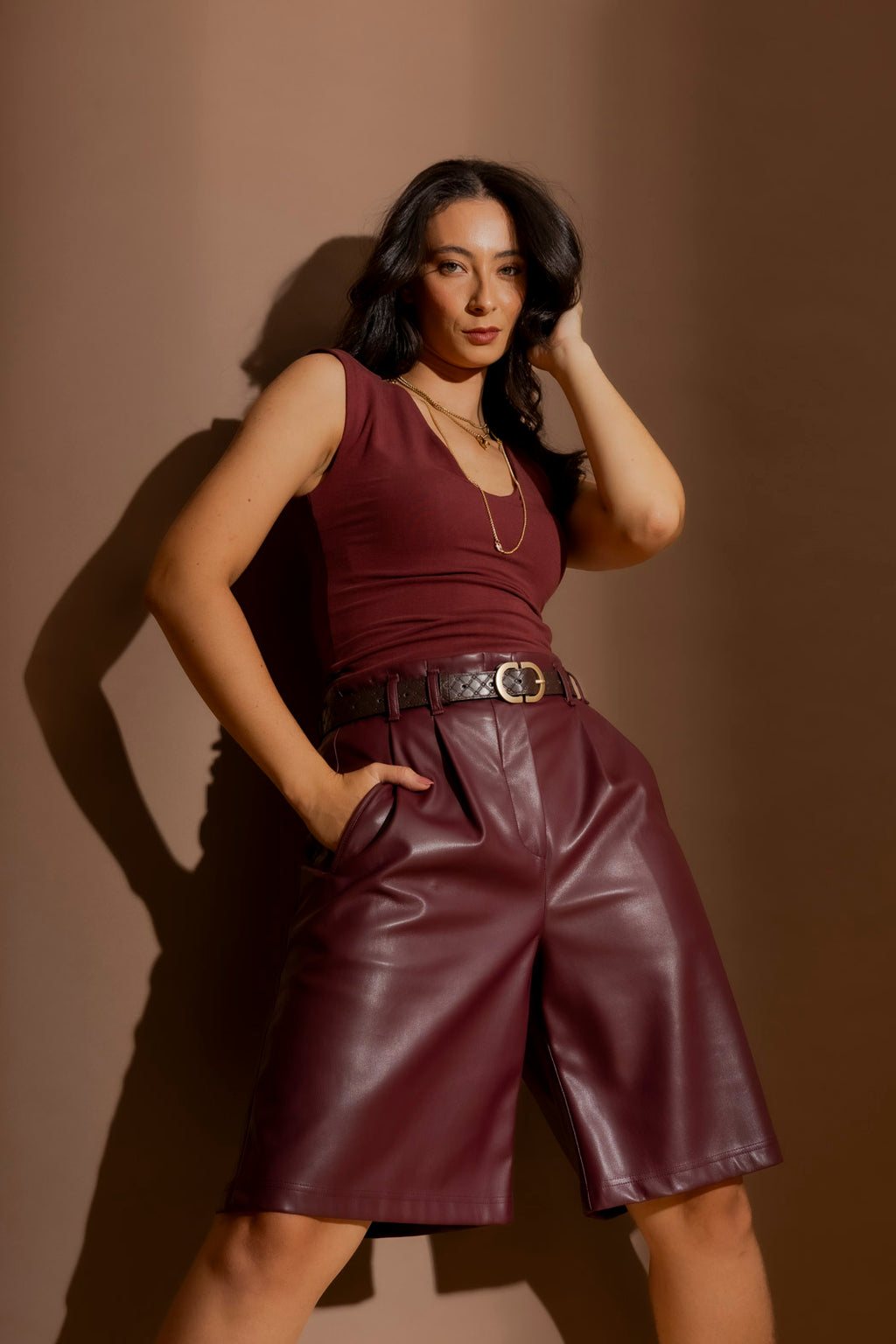 Burgundy Pu Cleo Short