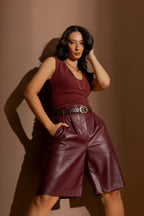 Burgundy Pu Cleo Short