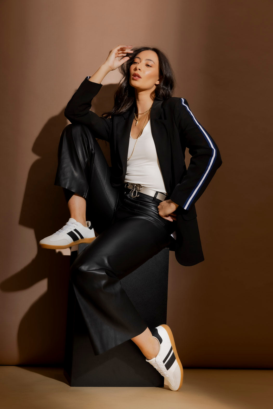 Black Stripe Boyfriend Blazer