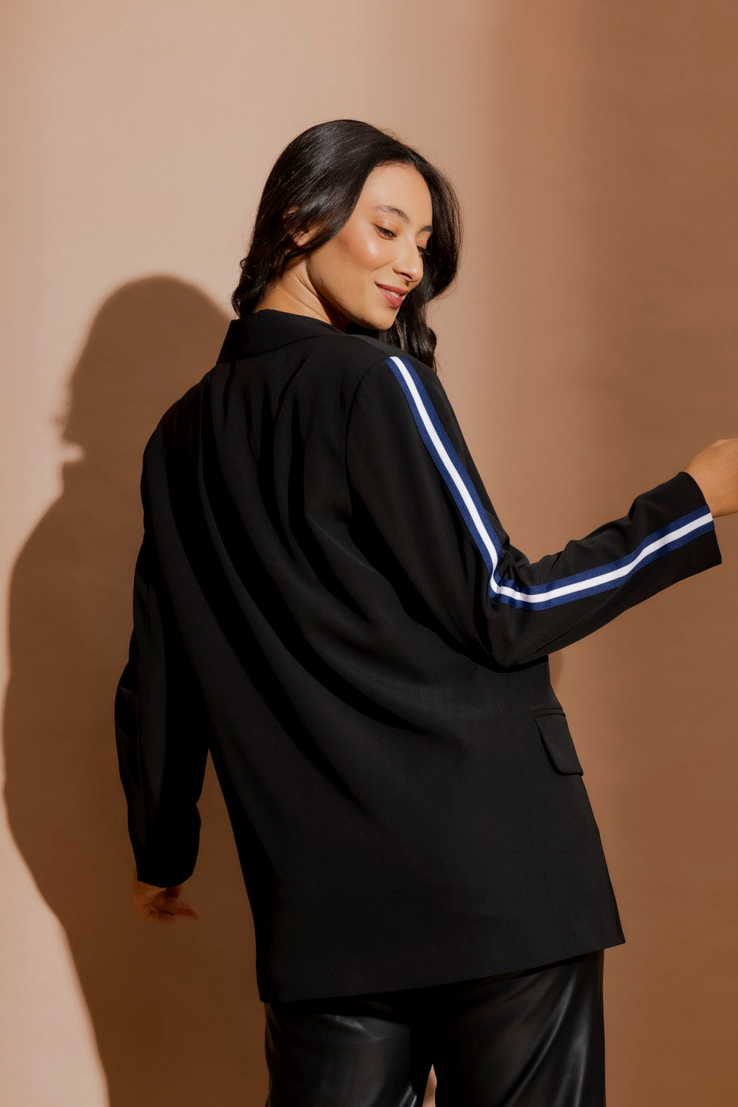 Black Stripe Boyfriend Blazer