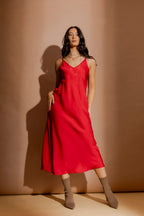 Red Embossed Bias Dress