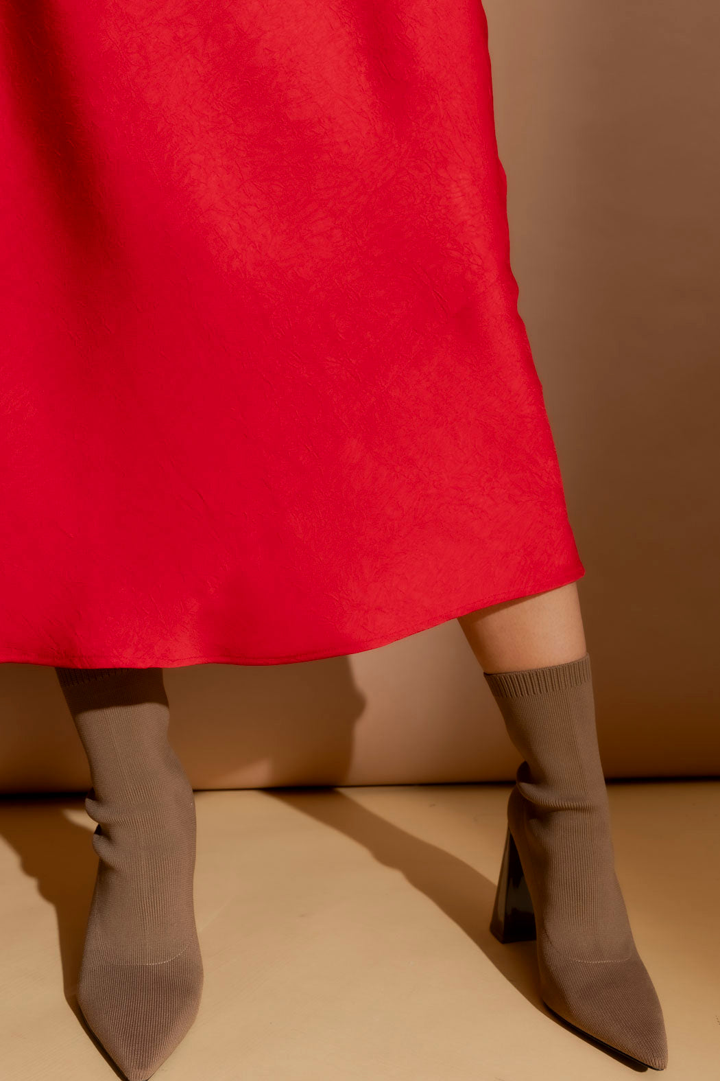 Red Embossed Bias Dress