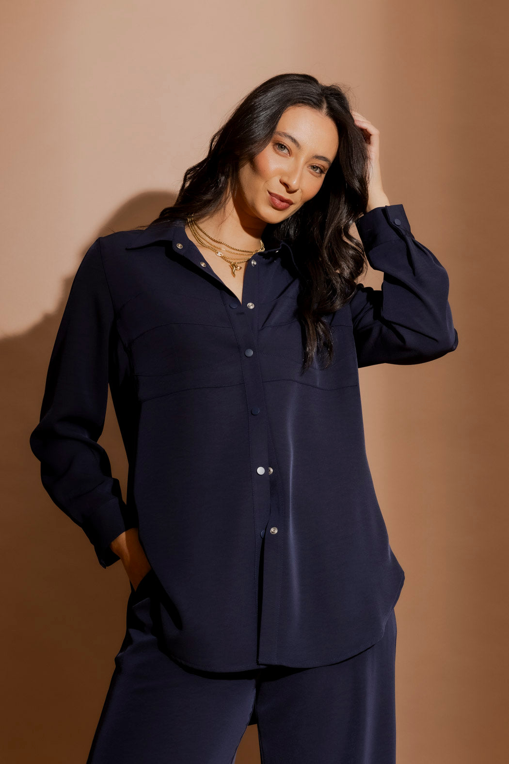 Navy Bustier Shirt