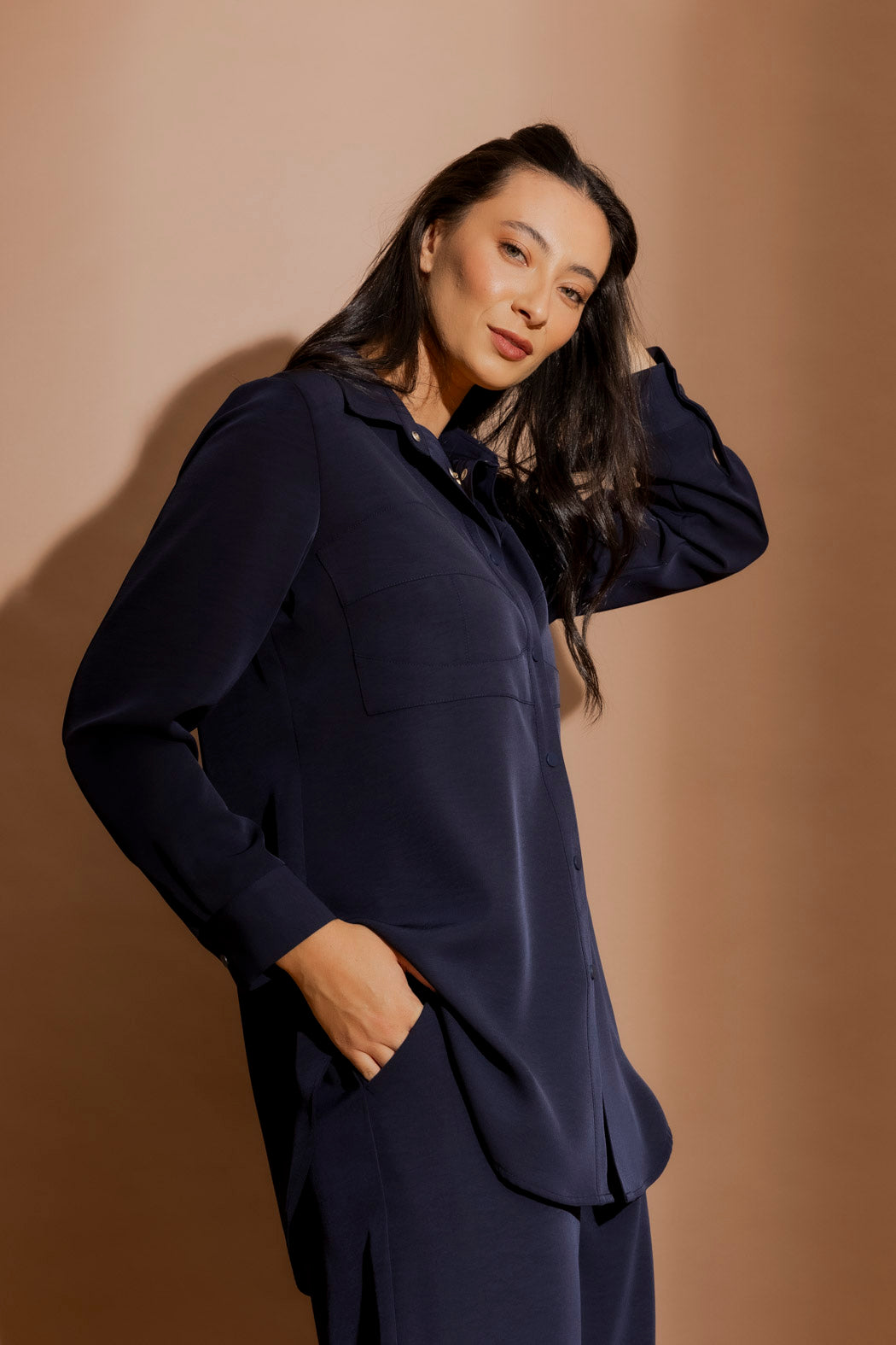 Navy Bustier Shirt