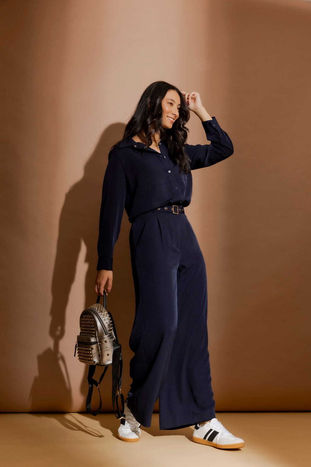 Navy Wide Leg Pant