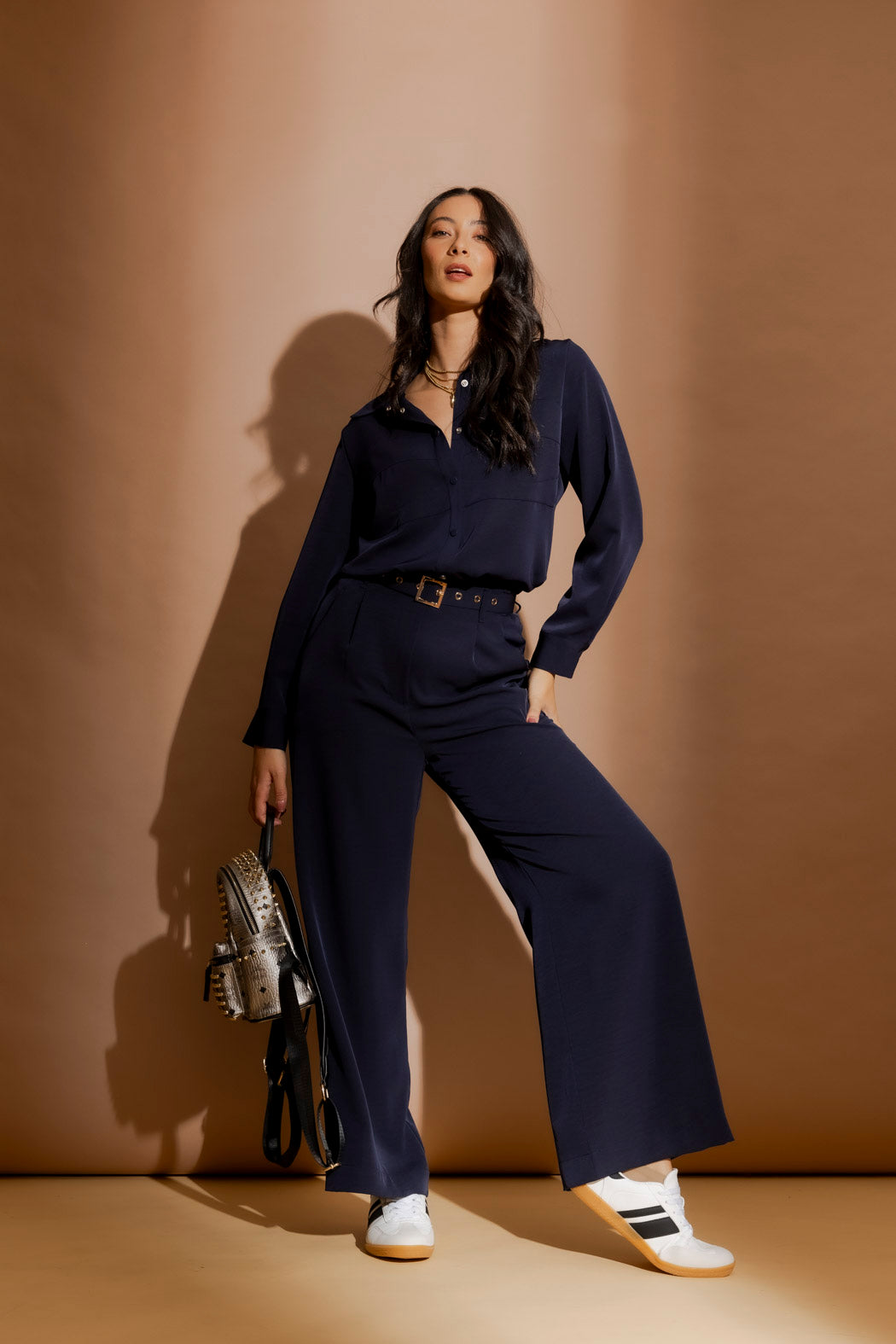 Navy Bustier Shirt