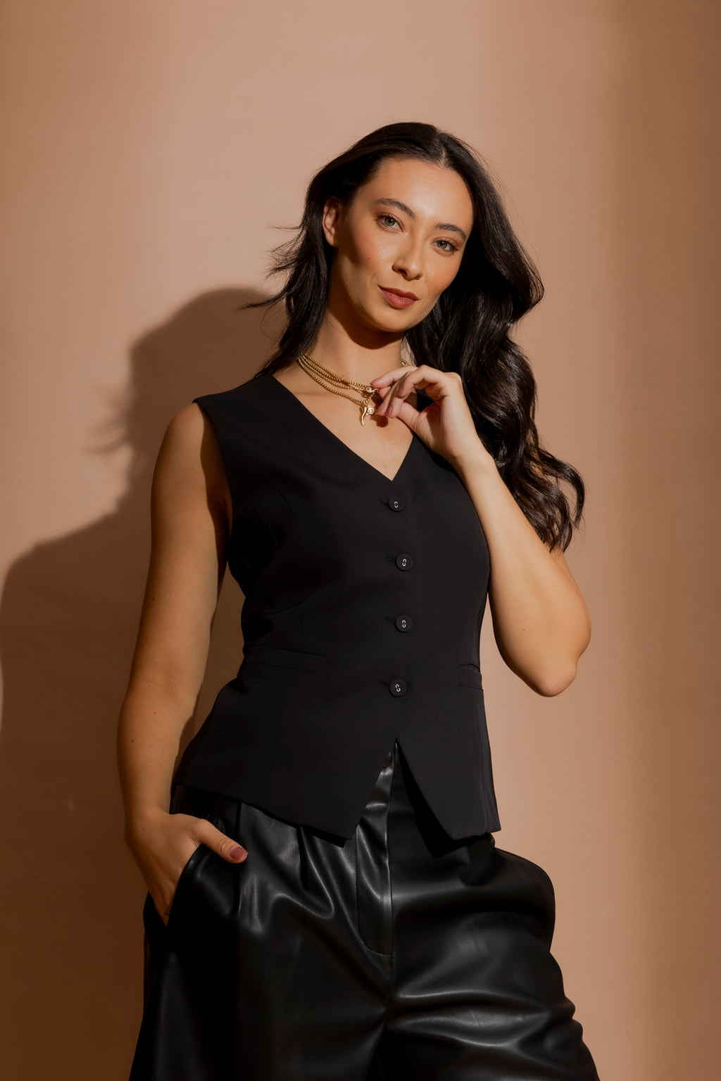 Black Euro Lace Up Vest