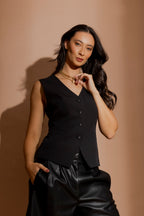 Black Euro Lace Up Vest