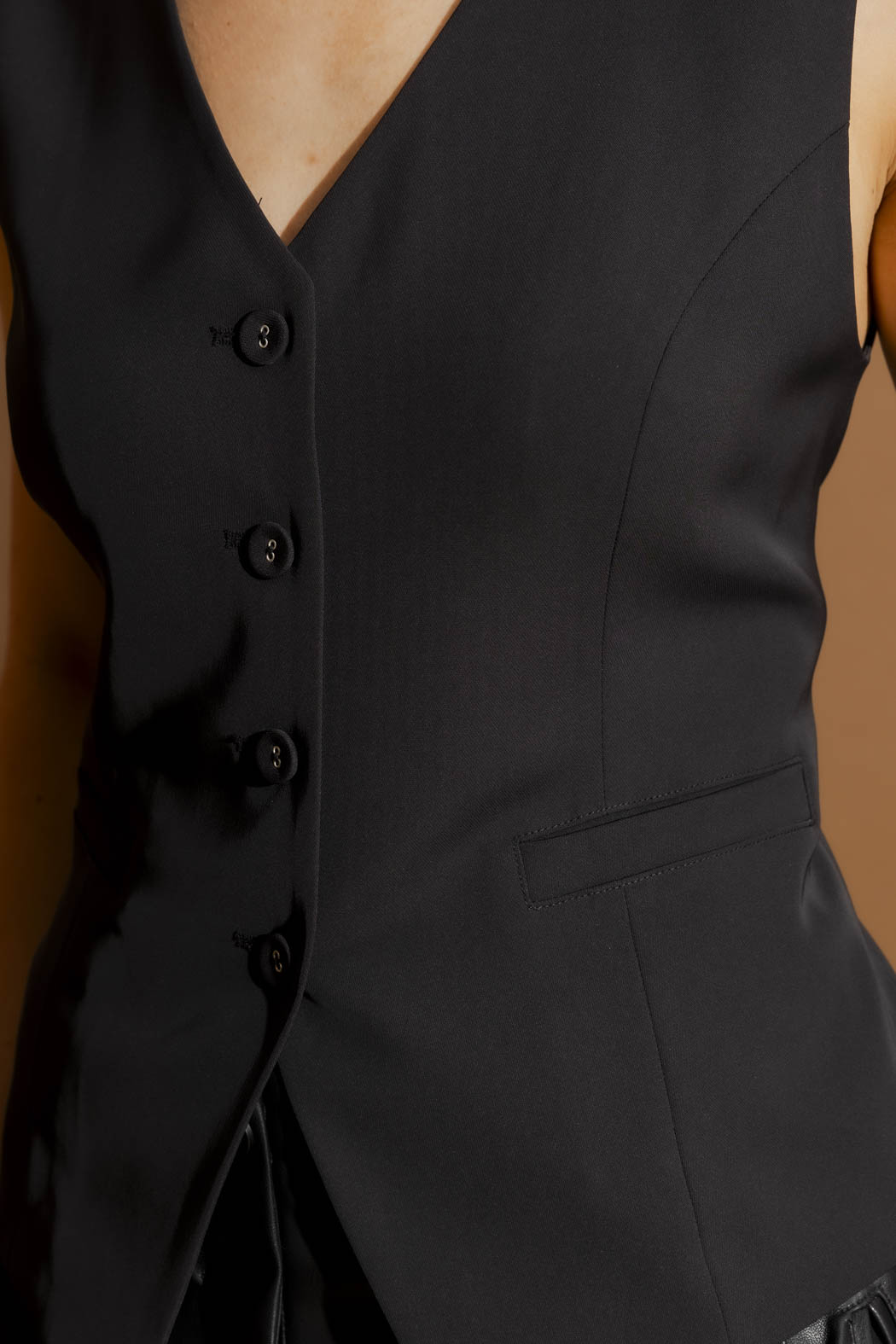 Black Euro Lace Up Vest