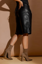 Black Faux Leather Cleo Short