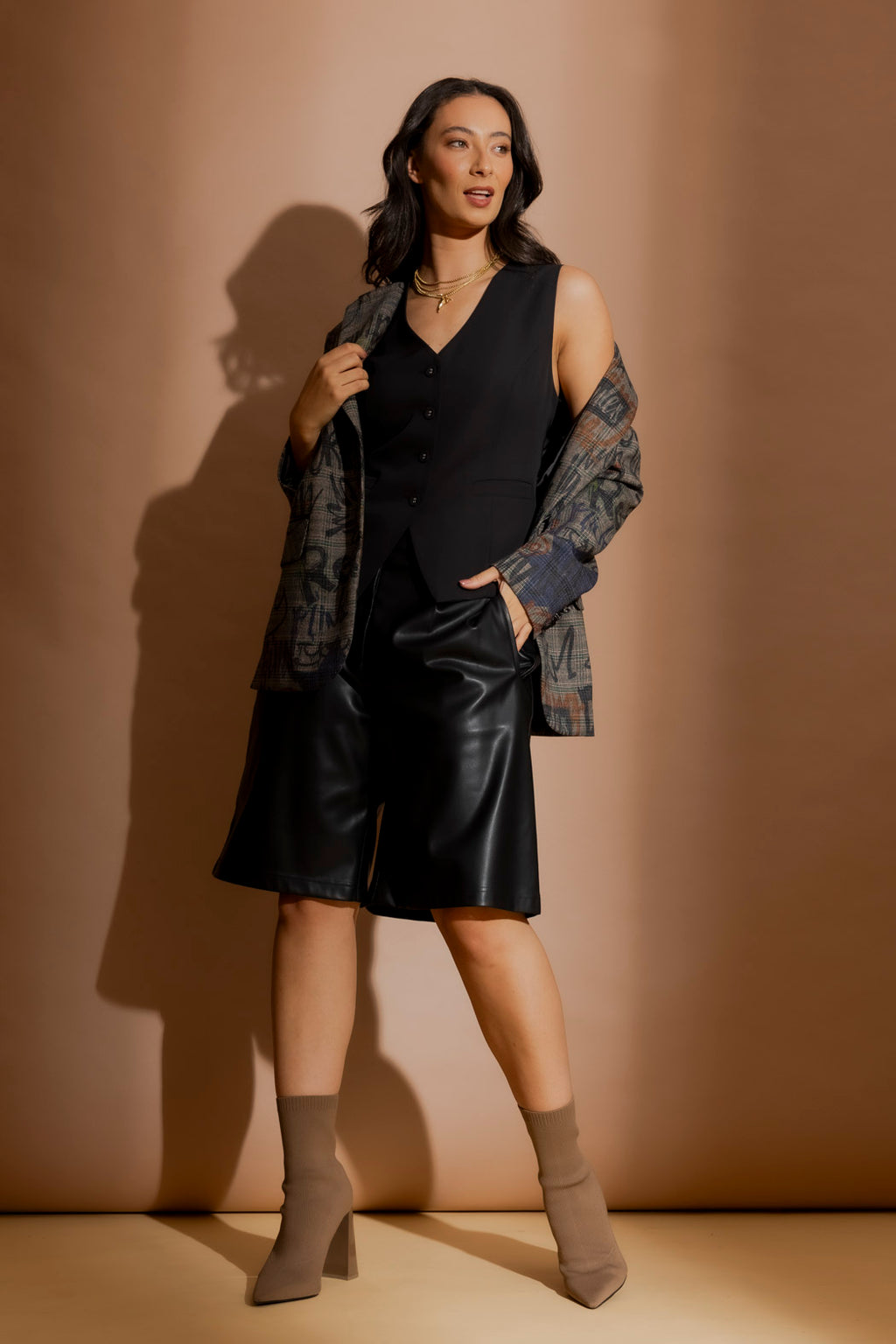 Black Euro Lace Up Vest