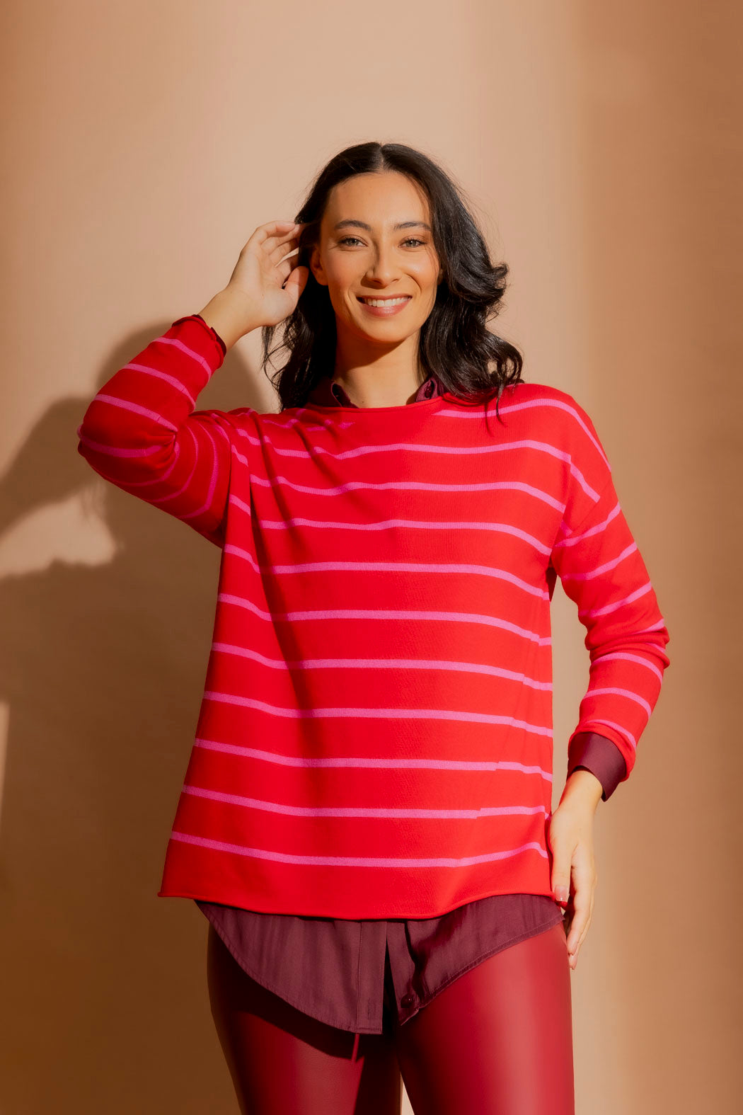 Red/Pink Fine Stripe Knit Red/Pink S
