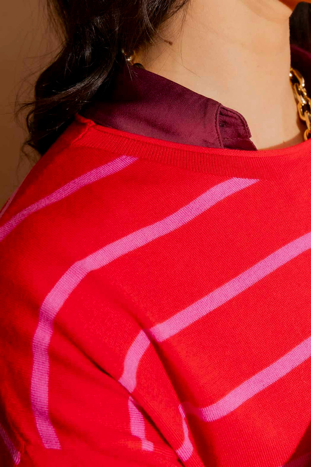 Red/Pink Fine Stripe Knit Red/Pink S