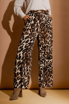 Cream Animal Pleated Pant Cream Animal