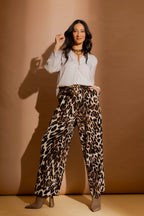 Cream Animal Pleated Pant Cream Animal