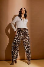 Cream Animal Pleated Pant Cream Animal