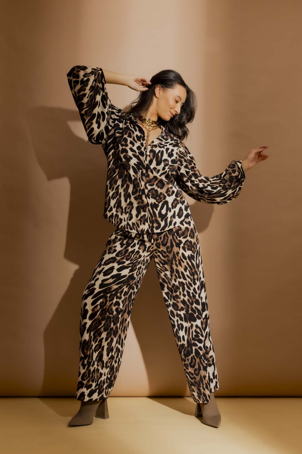 Cream Animal Balloon Sleeve Shirt Cream Animal