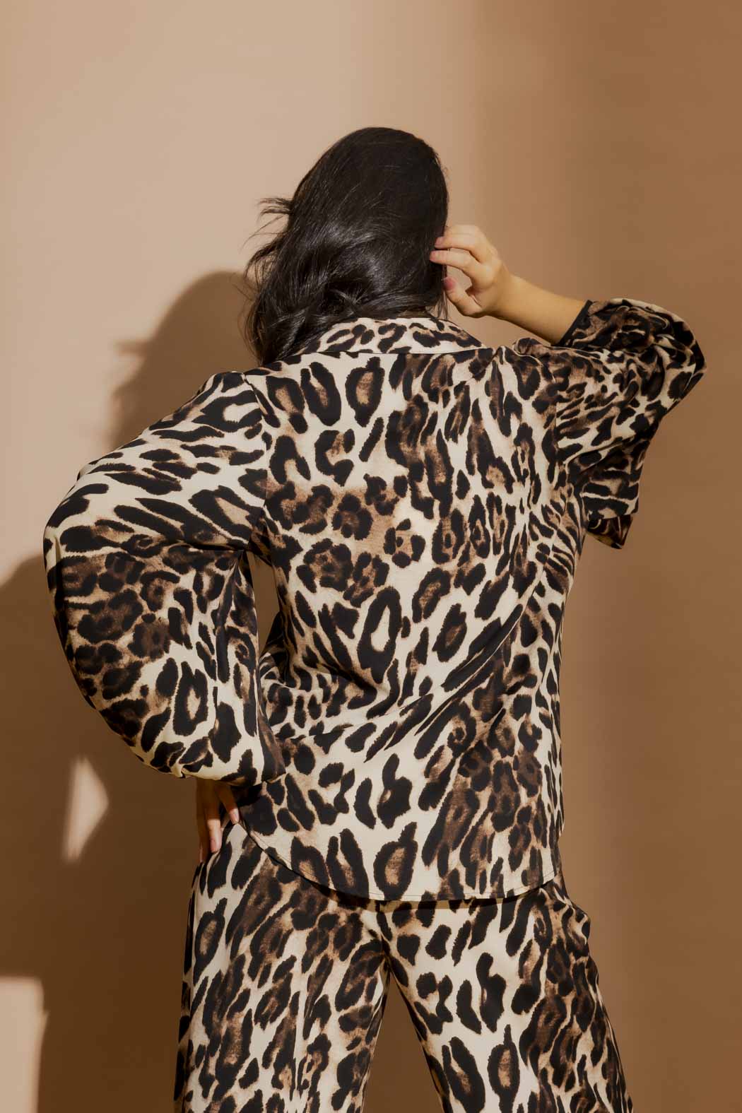 Cream Animal Balloon Sleeve Shirt Cream Animal