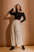 Black Tencel One Shoulder Top