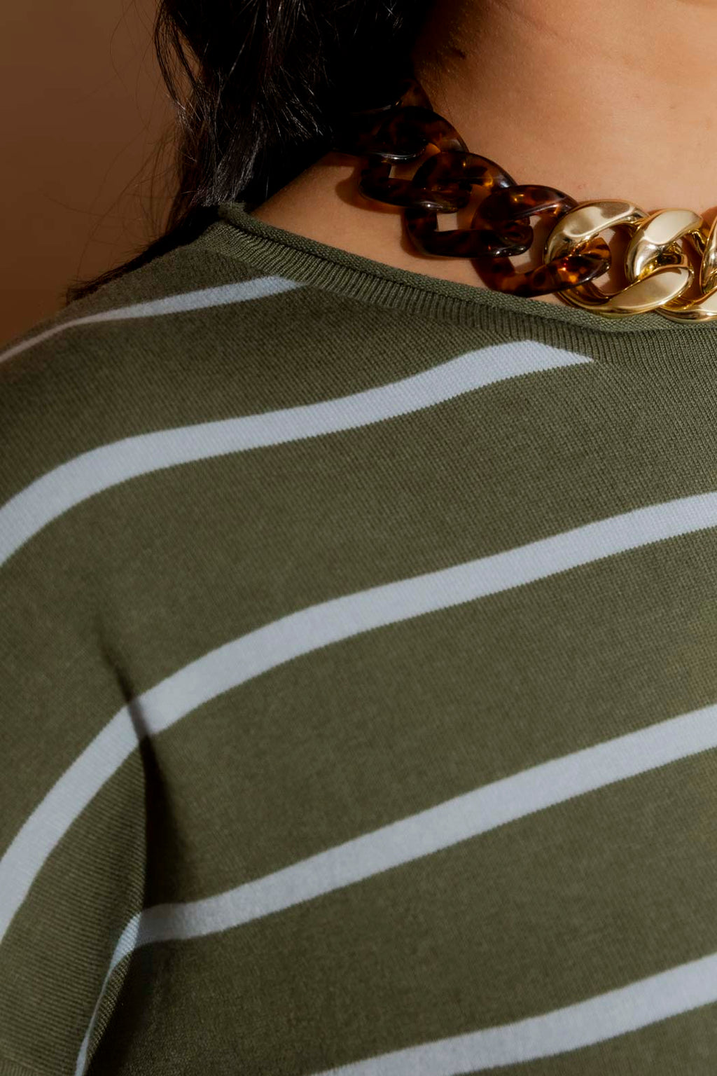 Khaki/Blue Fine Stripe Knit Khaki/Blue S